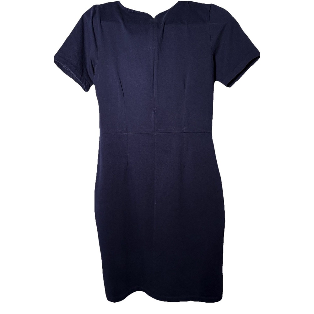 j crew dress 10T Navy Sheath SS Round Neck Classic Preppy100% Cotton Casual Work